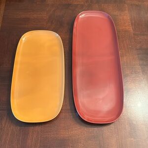 Pier 1 Imports Melamine Trays Plates 16" and 12" Retro Style